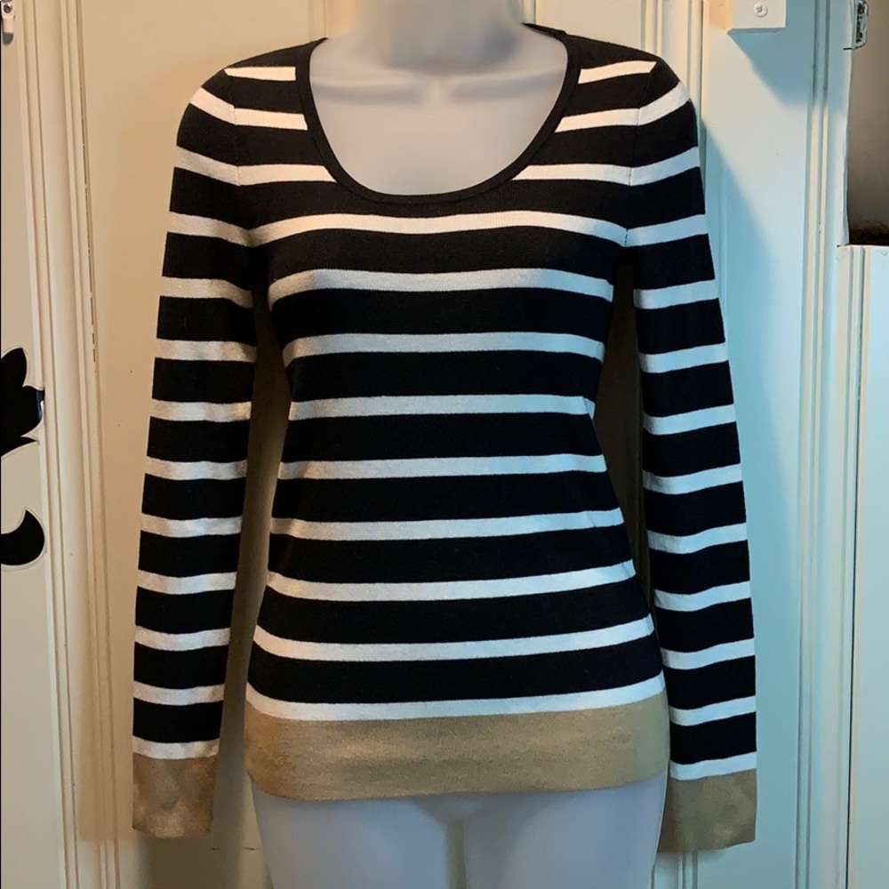 Banana Republic silk blend black stripe sweater XS